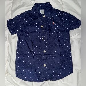 Carter's Navy Button Down Shirt with White Dots